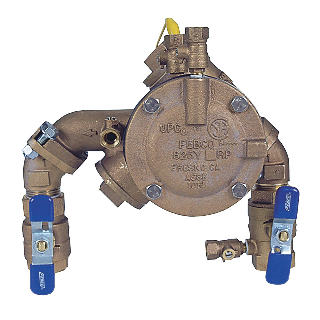 Febco LF825YA-QT 1 1/2" lead-free bronze reduced pressure zone assembly with quarter-turn ball valve shutoffs