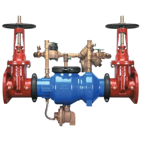 Wilkins 375ADA 4" ductile iron reduced pressure detector assembly with OS&Y gate valves and bypass meter