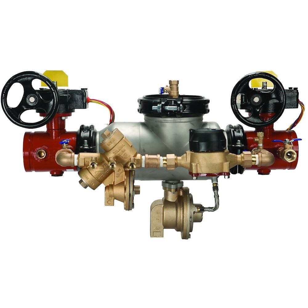 Wilkins 375ASTDABG 4" stainless steel reduced pressure detector assembly with butterfly shutoffs