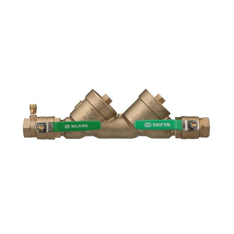 Wilkins 950XLT2 1 1/2" lead-free bronze double check valve assembly with ball valve shutoffs
